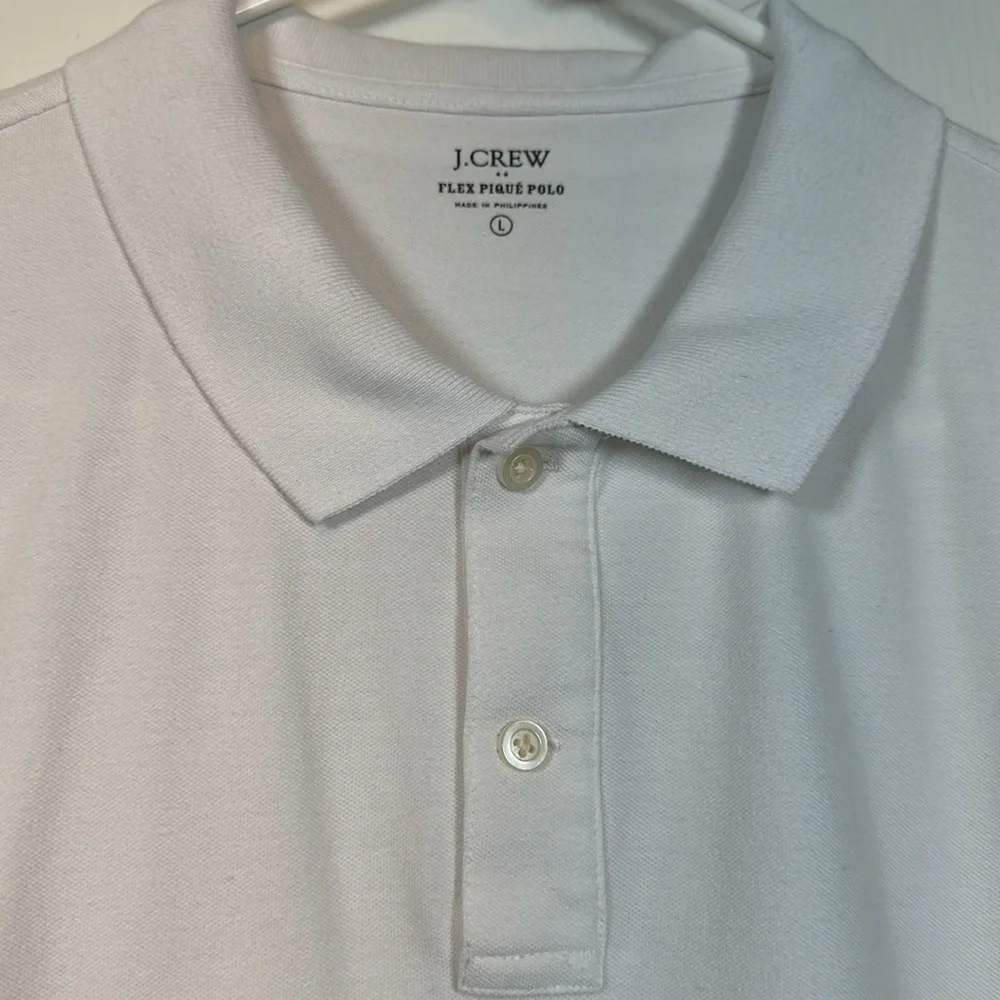 J Crew Large White Collared Pullover Pique Polo Casual Size Large EUC #0481-LA